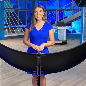 SOLD— Blue Betsey Johnson Ruffled Hem V-Neck Dress